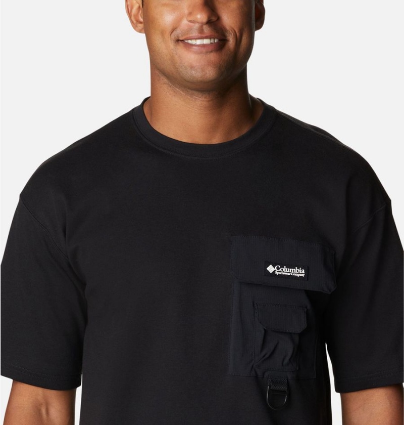 Black Columbia Field Creek Double Knit Short Sleeve Men's T-Shirt | 05741HYZK