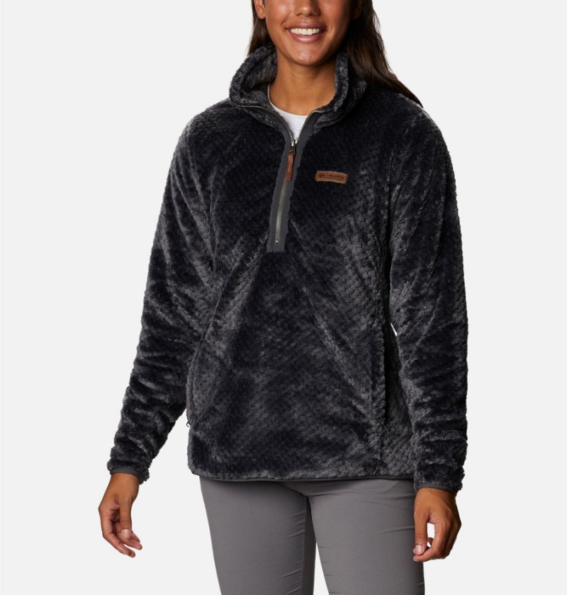 Black Columbia Fire Side Quarter Zip Sherpa Fleece Women\'s Pullover | 70286BWSO