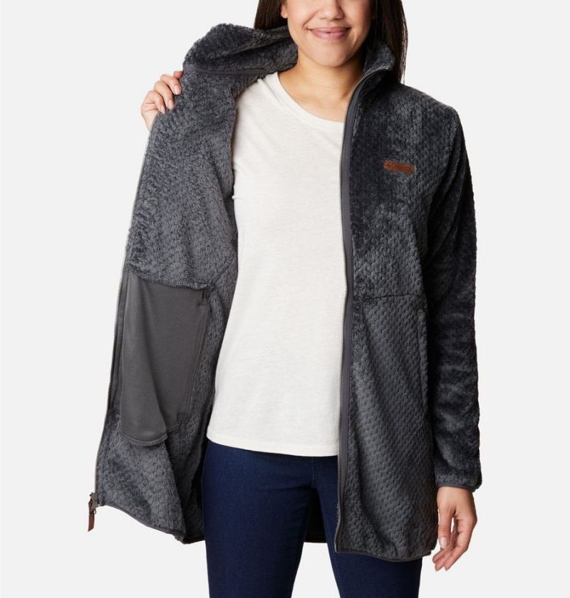 Black Columbia Fireside Long Full Zip Women's Fleece Jacket | 64750PWIX