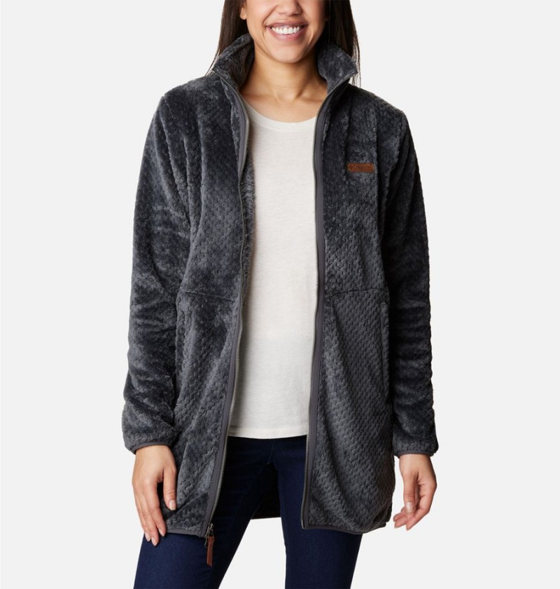 Black Columbia Fireside Long Full Zip Women's Fleece Jacket | 64750PWIX