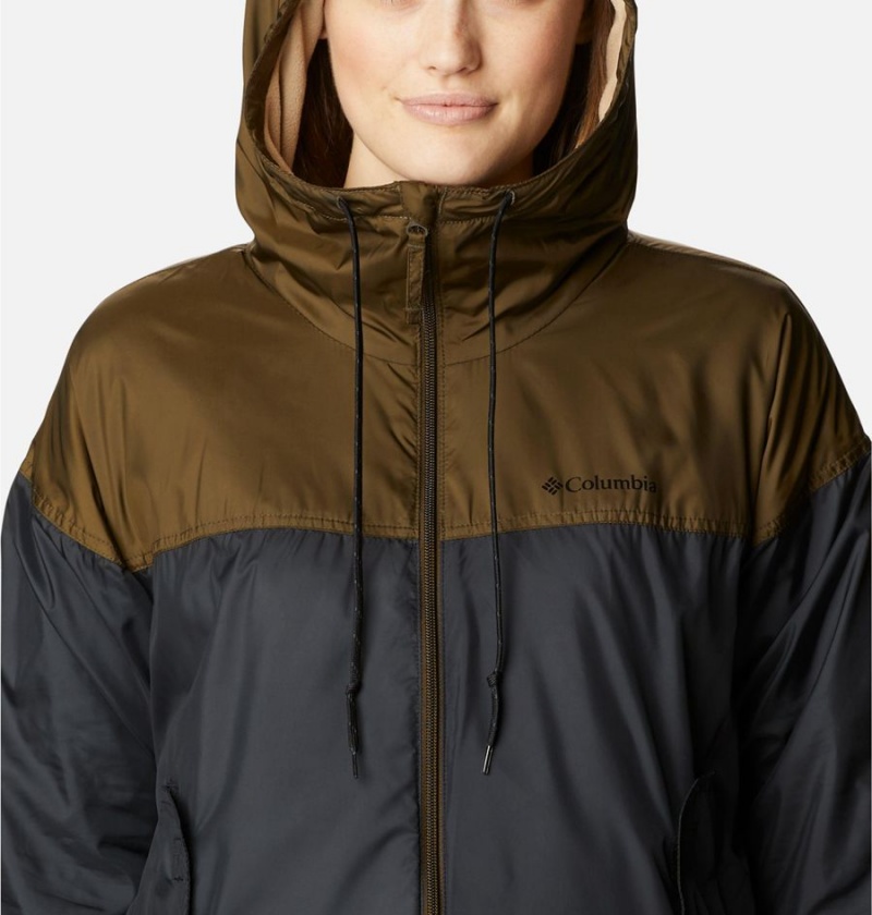 Black Columbia Flash Challenger Fleece Lined Jacket Women's Windbreaker | 17829ZVER