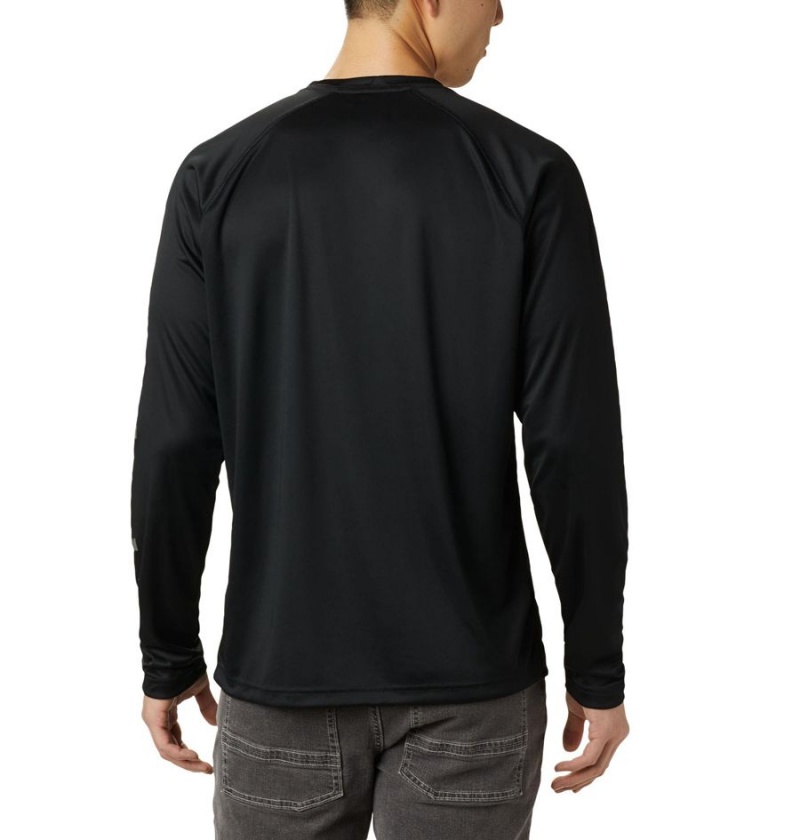 Black Columbia Fork Stream Long Sleeve Men's T-Shirt | 06425EWSF