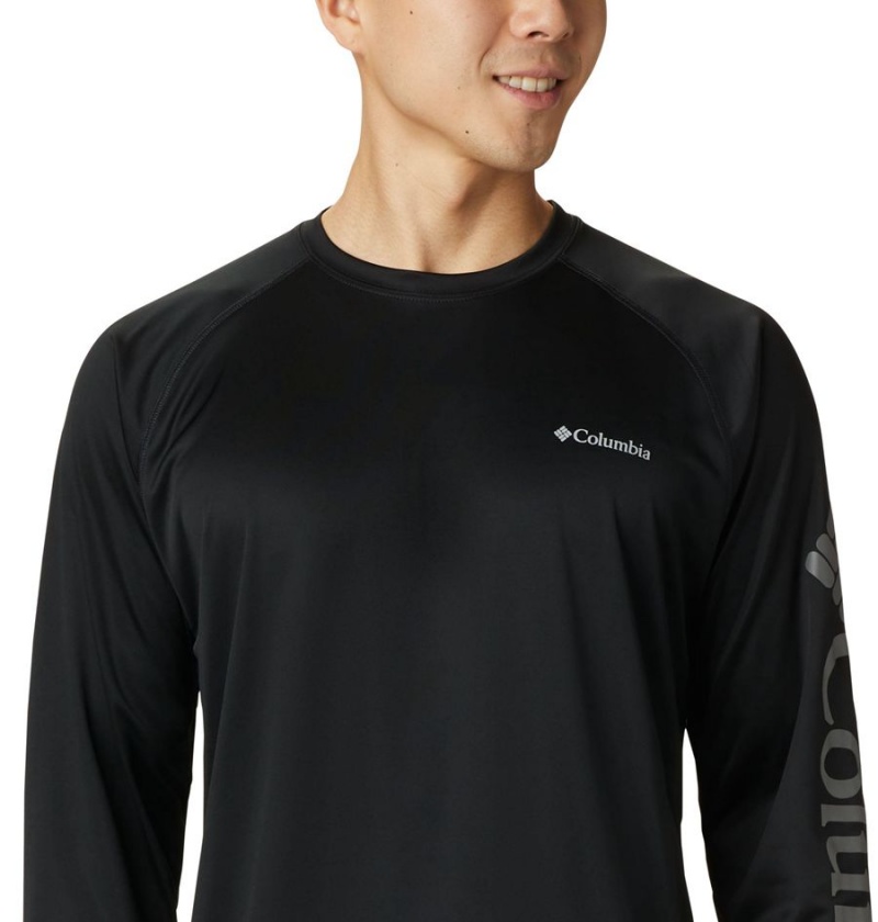 Black Columbia Fork Stream Long Sleeve Men's T-Shirt | 06425EWSF