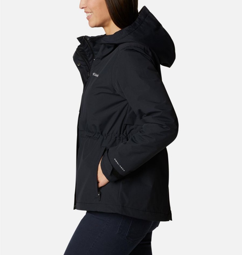 Black Columbia Hadley Trail Women's Rain Jacket | 18903IJMP