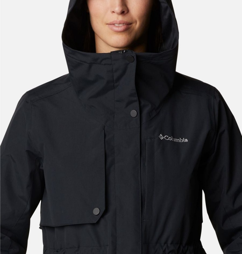 Black Columbia Hadley Trail Women's Rain Jacket | 18903IJMP