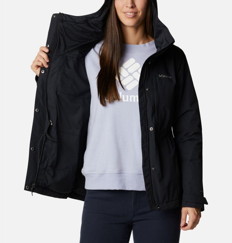 Black Columbia Hadley Trail Women's Rain Jacket | 18903IJMP