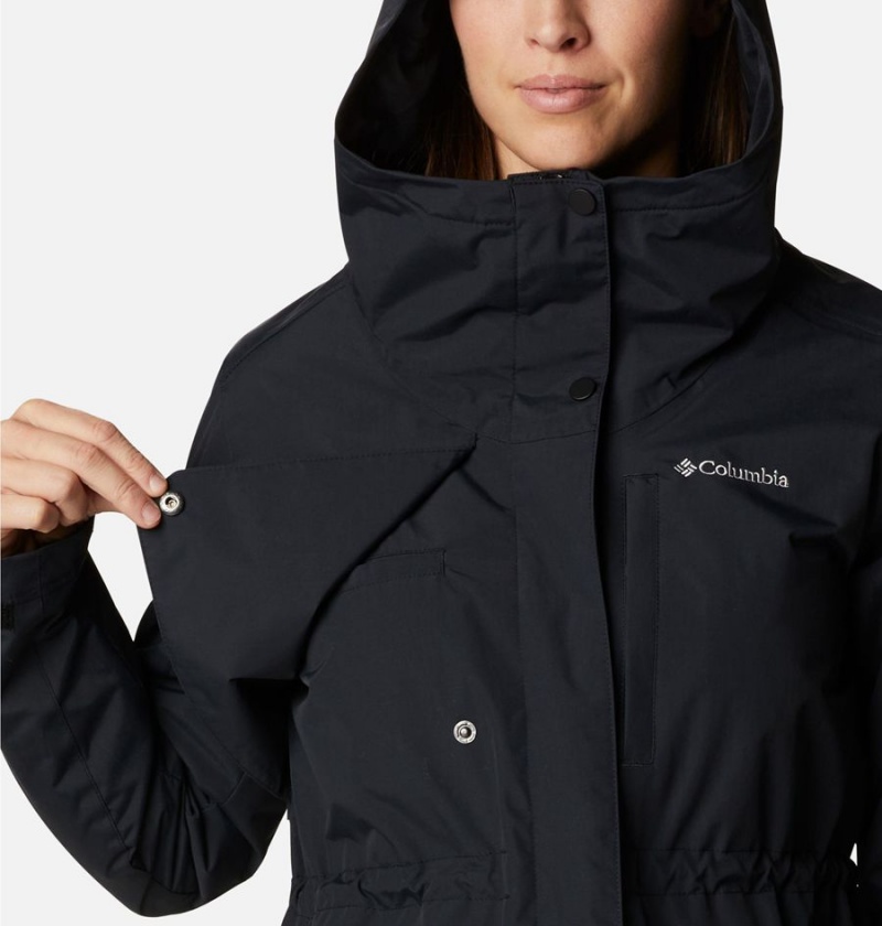 Black Columbia Hadley Trail Women's Rain Jacket | 18903IJMP