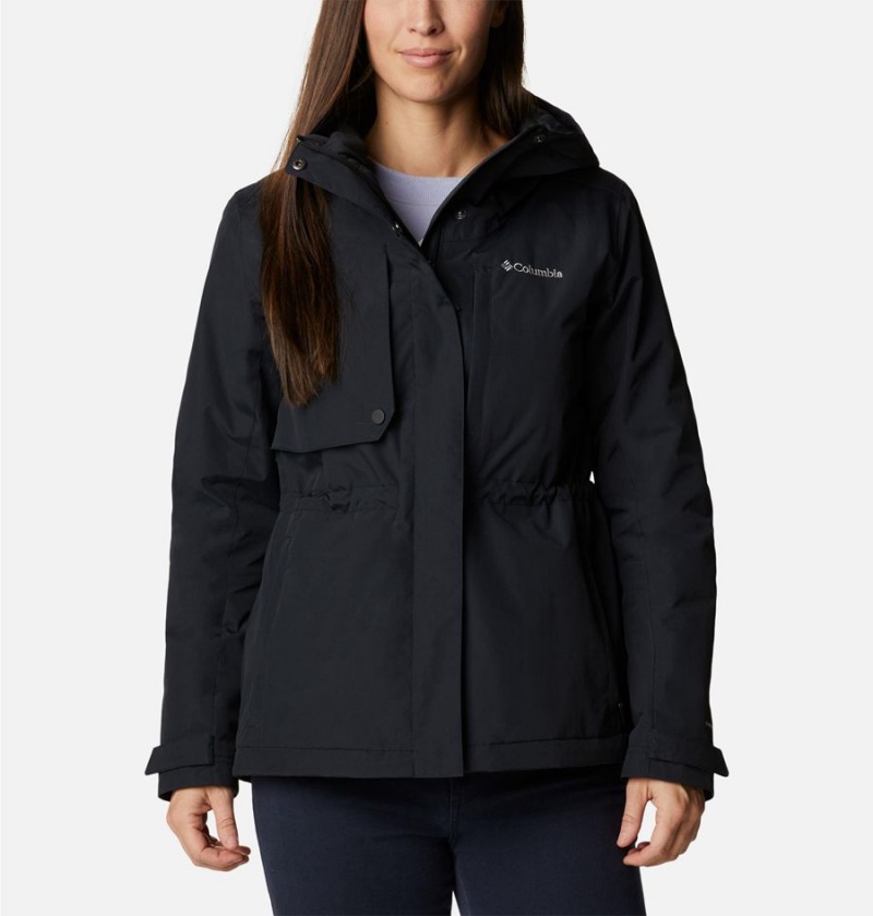 Black Columbia Hadley Trail Women\'s Rain Jacket | 18903IJMP