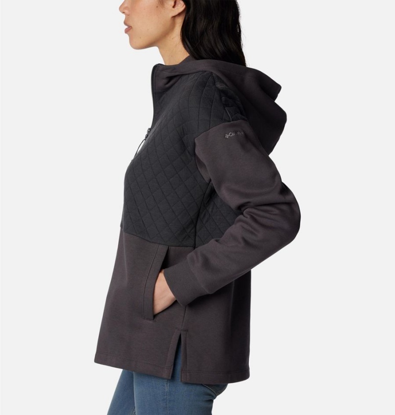 Black Columbia Hart Mountain Quilted Hooded Full Zip Women's Fleece Jacket | 16840TIPE