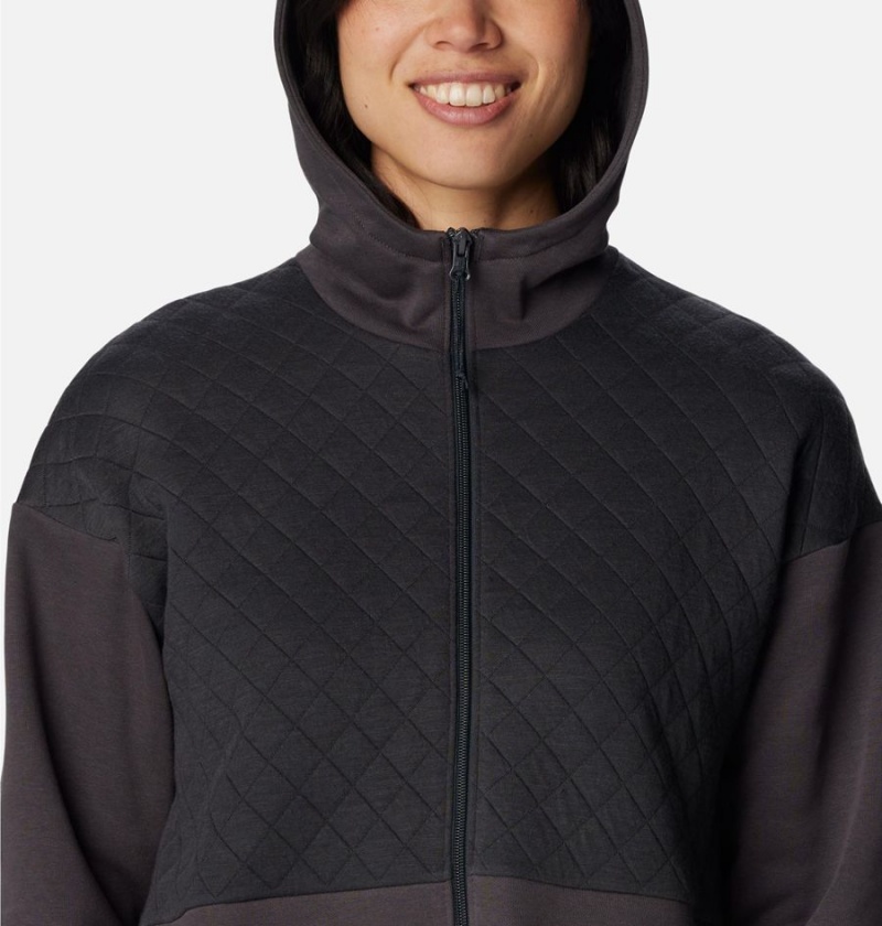 Black Columbia Hart Mountain Quilted Hooded Full Zip Women's Fleece Jacket | 16840TIPE