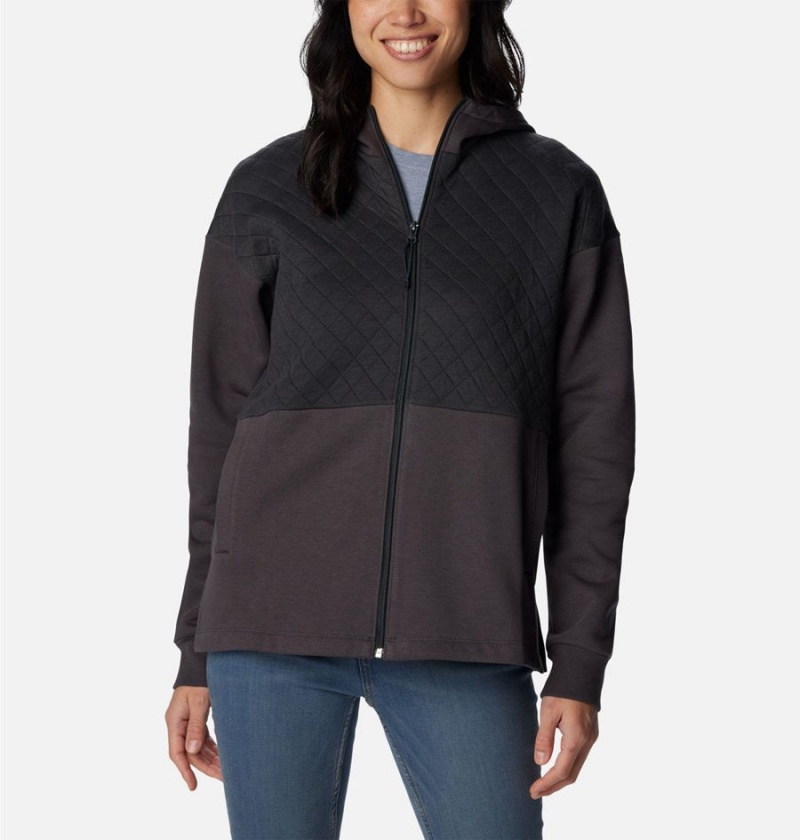 Black Columbia Hart Mountain Quilted Hooded Full Zip Women\'s Fleece Jacket | 16840TIPE