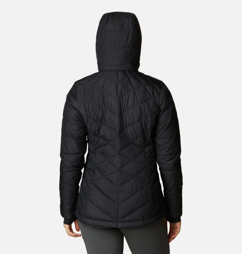 Black Columbia Heavenly Hooded Women's Puffer Jacket | 03752NEDU