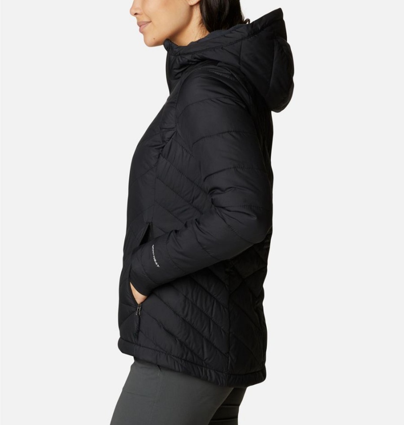 Black Columbia Heavenly Hooded Women's Puffer Jacket | 03752NEDU