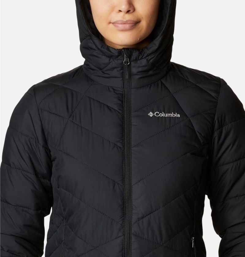 Black Columbia Heavenly Hooded Women's Puffer Jacket | 03752NEDU