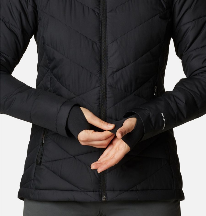 Black Columbia Heavenly Hooded Women's Puffer Jacket | 03752NEDU