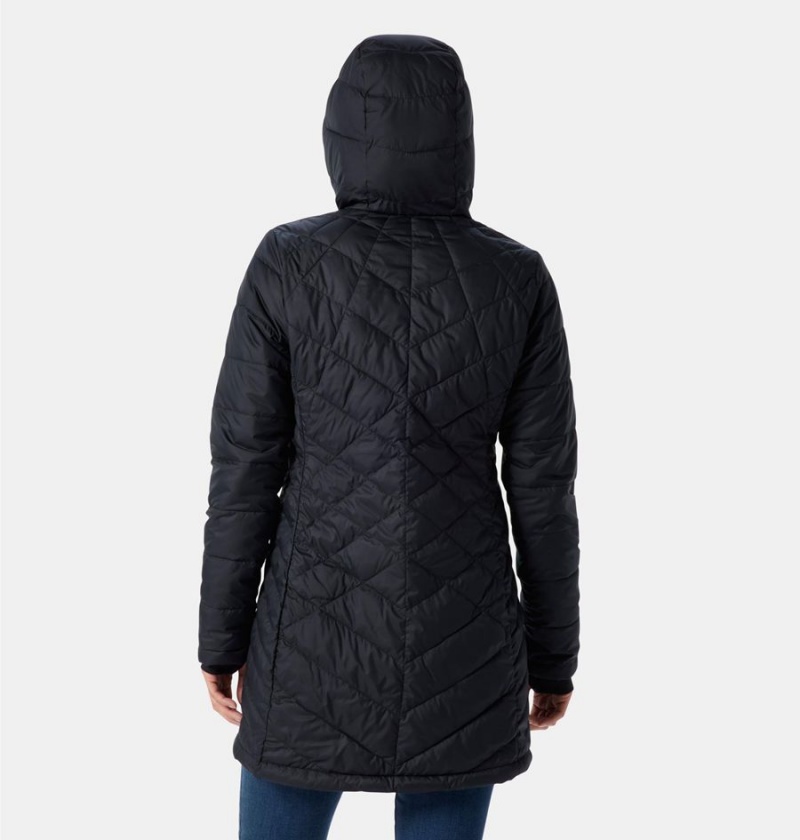 Black Columbia Heavenly Long Hooded Women's Puffer Jacket | 01528DGEZ