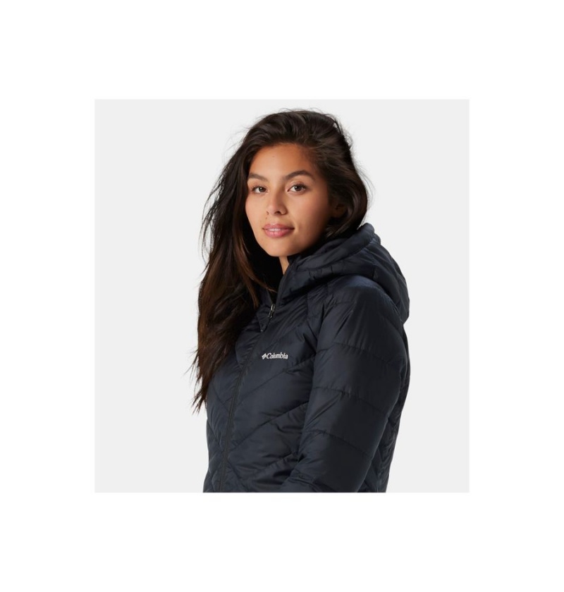 Black Columbia Heavenly Long Hooded Women's Puffer Jacket | 01528DGEZ