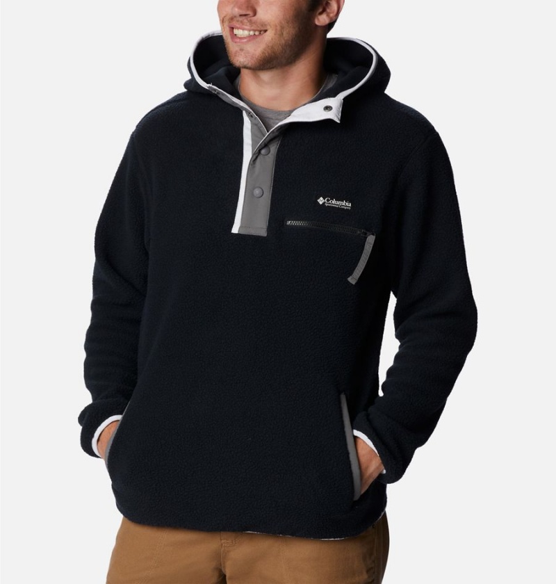 Black Columbia Helvetia Sherpa Fleece Men's Hoodie | 17602OTDF