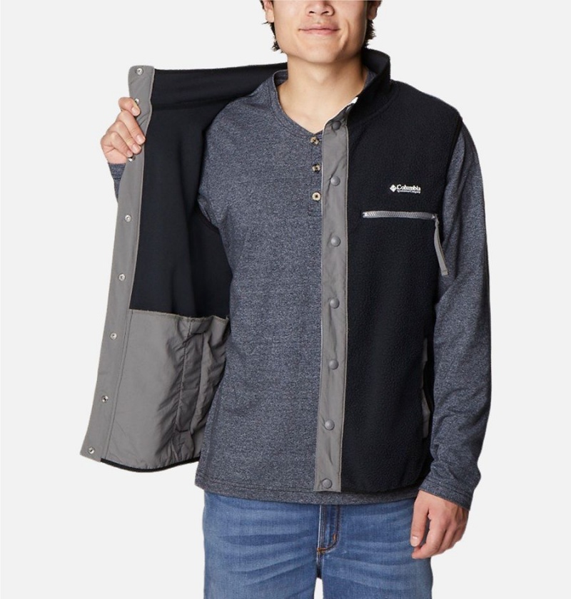 Black Columbia Helvetia Sherpa Fleece Men's Vest | 21753VGBW