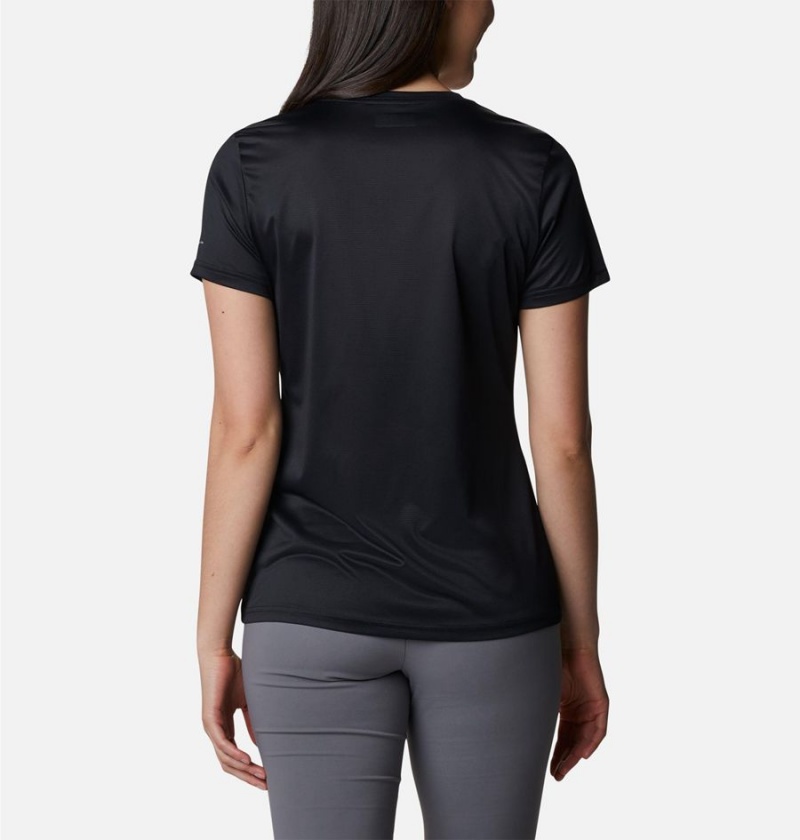 Black Columbia Hike Short Sleeve V-Neck Women's T-Shirt | 39054ACOP