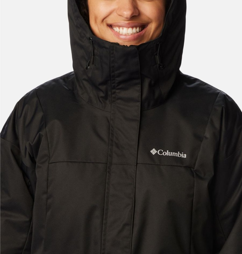 Black Columbia Hikebound Long Insulated Women's Puffer Jacket | 82071MFNG