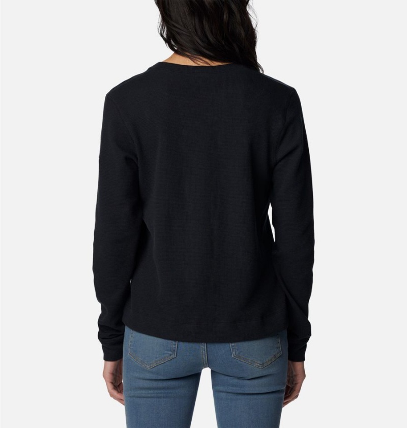 Black Columbia Holly Hideaway Waffle Long Sleeve Women's Pullover | 01423NAXM