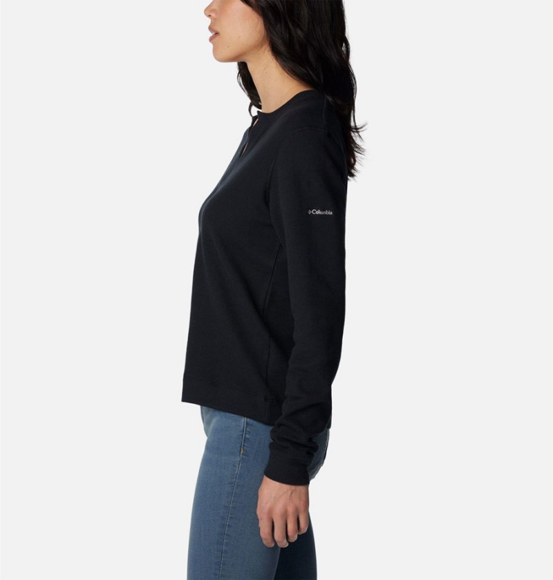 Black Columbia Holly Hideaway Waffle Long Sleeve Women's Pullover | 01423NAXM