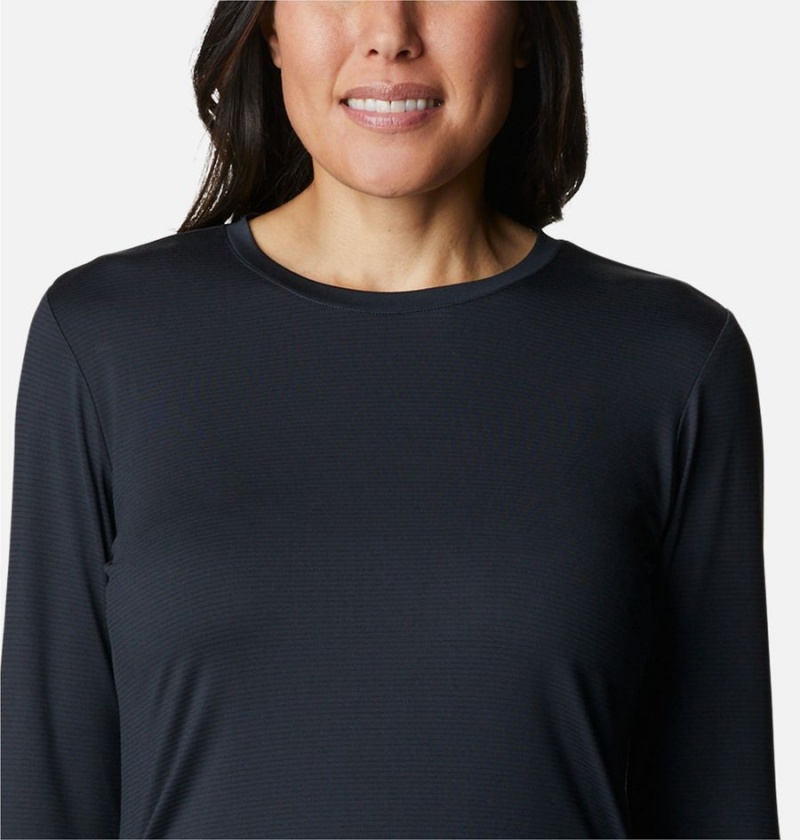 Black Columbia Leslie Falls Long Sleeve Women's T-Shirt | 97621LHWZ