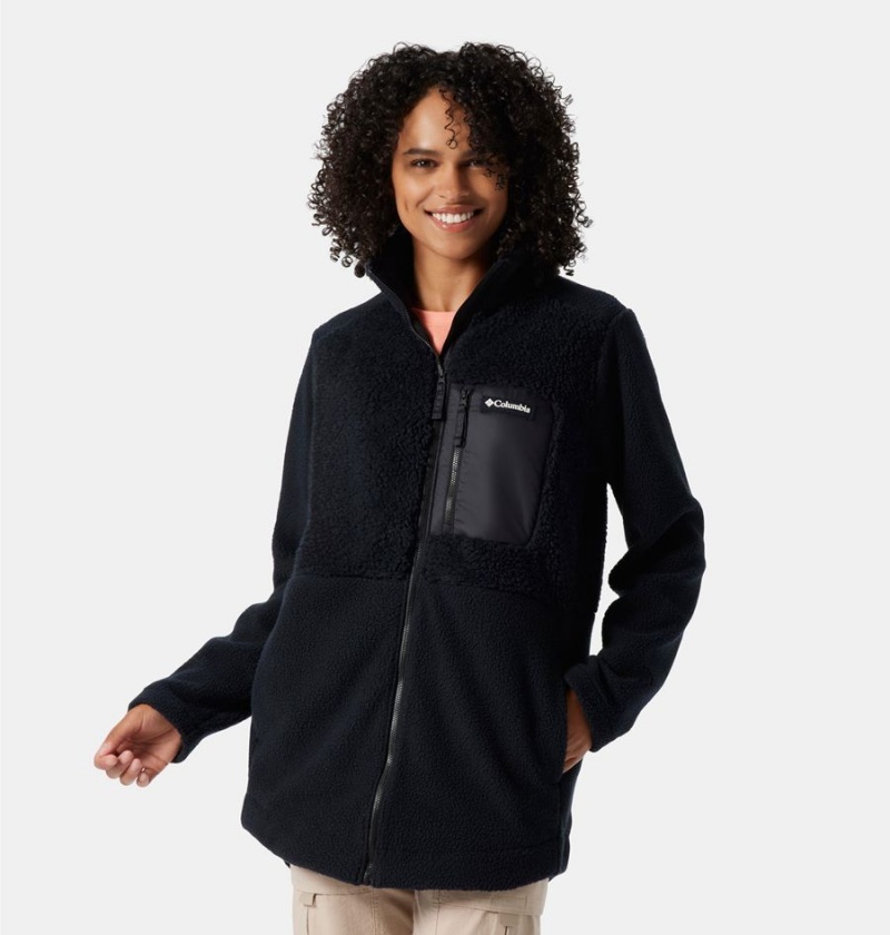 Black Columbia Lodge Sherpa Full Zip Women\'s Fleece Jacket | 02186MHVC