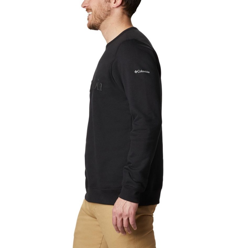 Black Columbia Logo Fleece Crew Men's Pullover | 46523TYBI