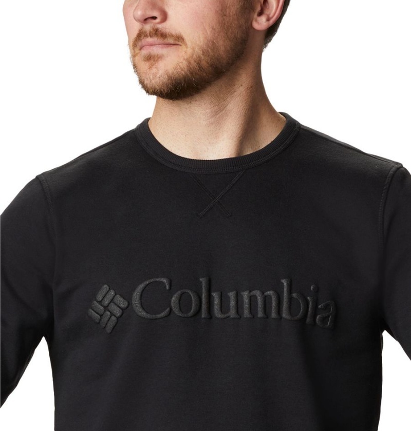 Black Columbia Logo Fleece Crew Men's Pullover | 46523TYBI