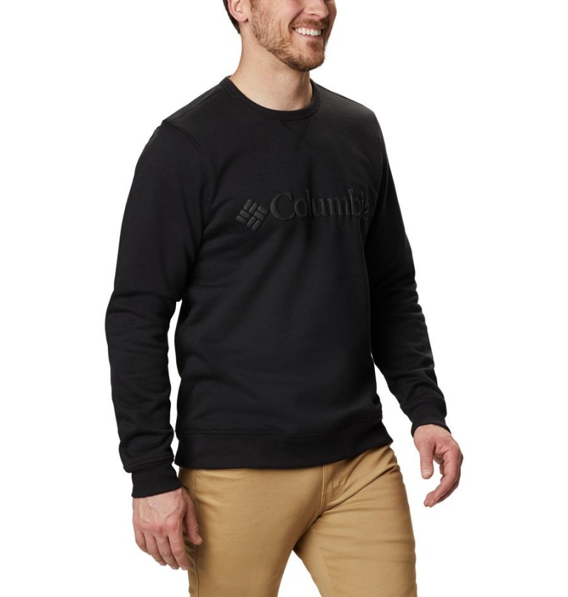 Black Columbia Logo Fleece Crew Men's Pullover | 46523TYBI