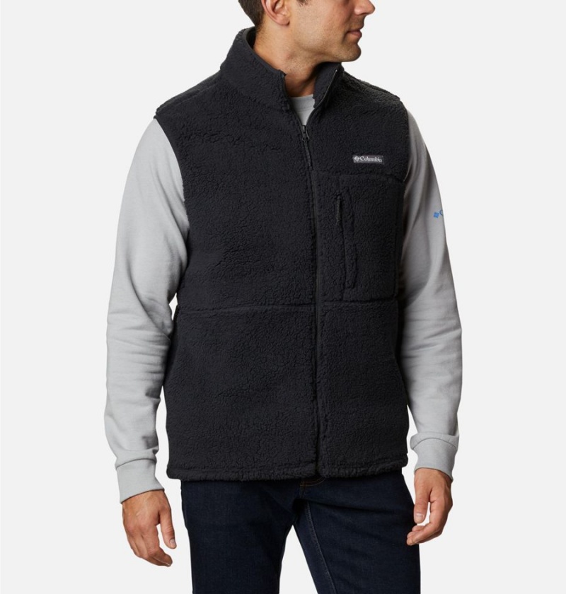 Black Columbia Mountainside Sherpa Fleece Men\'s Vest | 18369AKRC