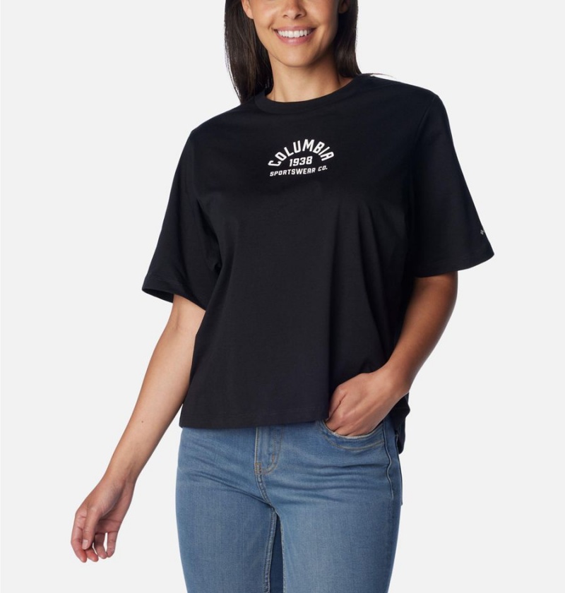 Black Columbia North Cascades Relaxed Women's T-Shirt | 57164GIHM