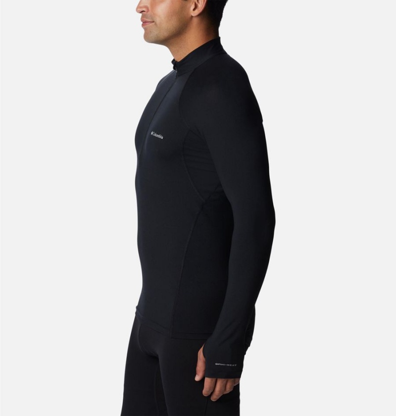 Black Columbia Omni Heat Midweight Baselayer Half Zip Men's T-Shirt | 80973NJFC