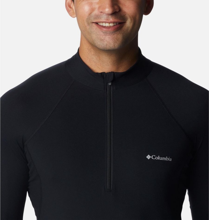 Black Columbia Omni Heat Midweight Baselayer Half Zip Men's T-Shirt | 80973NJFC