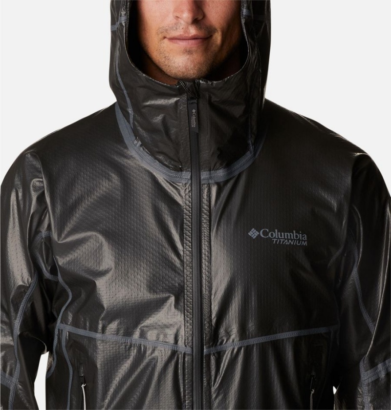 Black Columbia OutDry Extreme Mesh Hooded Shell Men's Rain Jacket | 65408VCFE