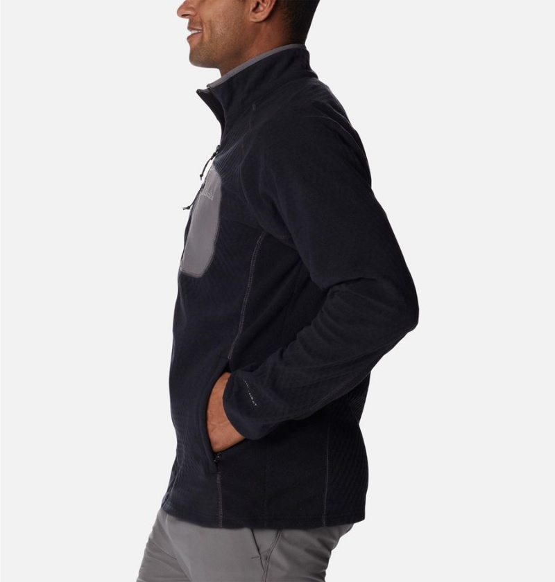 Black Columbia Outdoor Tracks Full Zip Men's Fleece Jacket | 98540HWNF