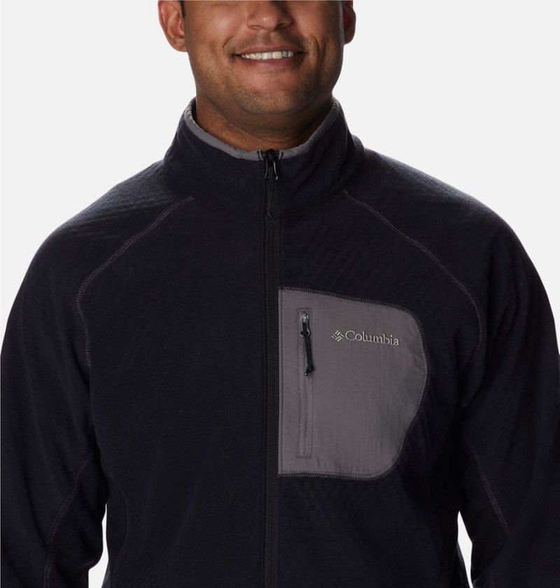 Black Columbia Outdoor Tracks Full Zip Men's Fleece Jacket | 98540HWNF