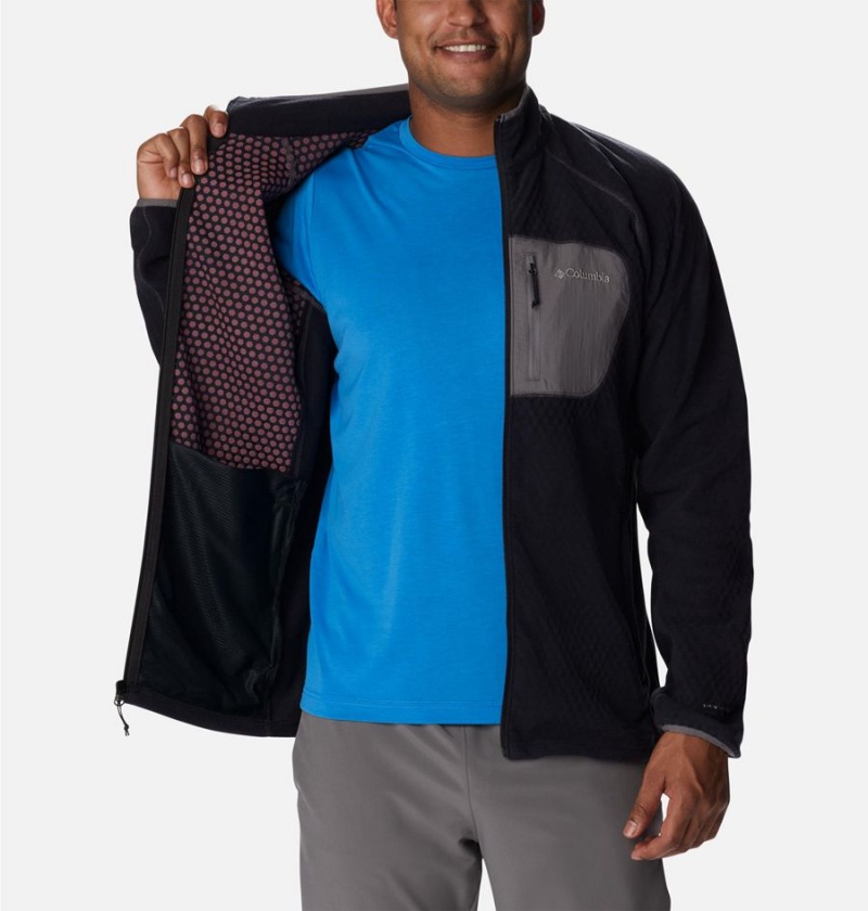 Black Columbia Outdoor Tracks Full Zip Men's Fleece Jacket | 98540HWNF