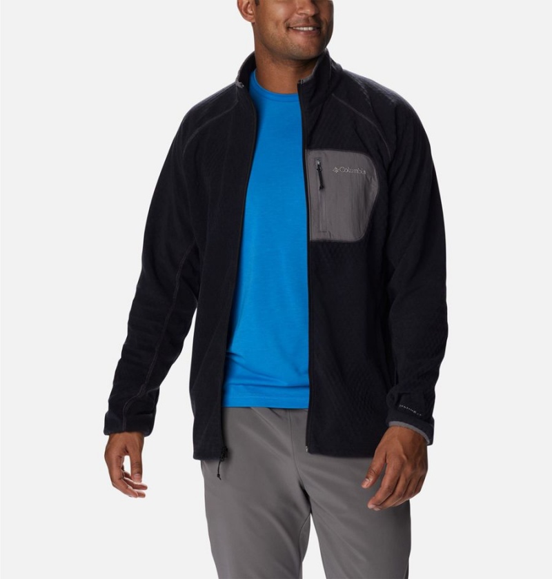 Black Columbia Outdoor Tracks Full Zip Men's Fleece Jacket | 98540HWNF