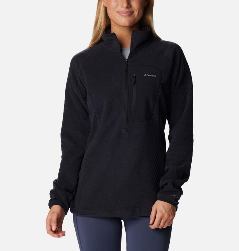 Black Columbia Outdoor Tracks Half Zip Fleece Women\'s Pullover | 97462TBXK