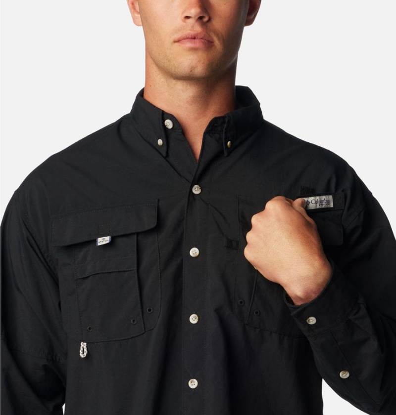 Black Columbia PFG Bahama II Long Sleeve Men's Shirt | 03478UGLE