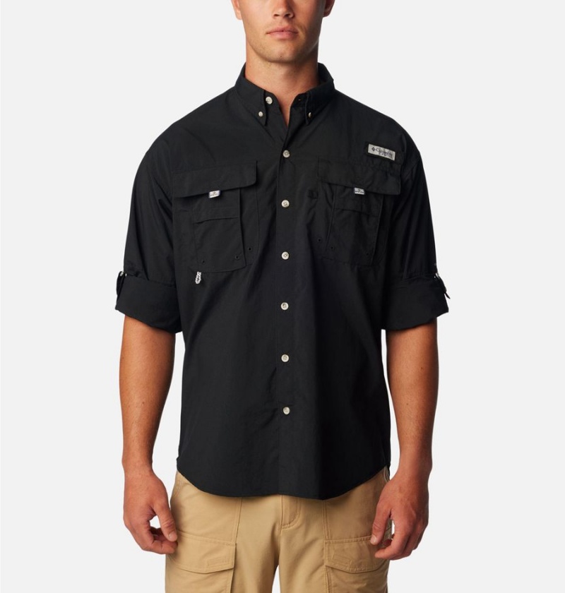 Black Columbia PFG Bahama II Long Sleeve Men's Shirt | 03478UGLE