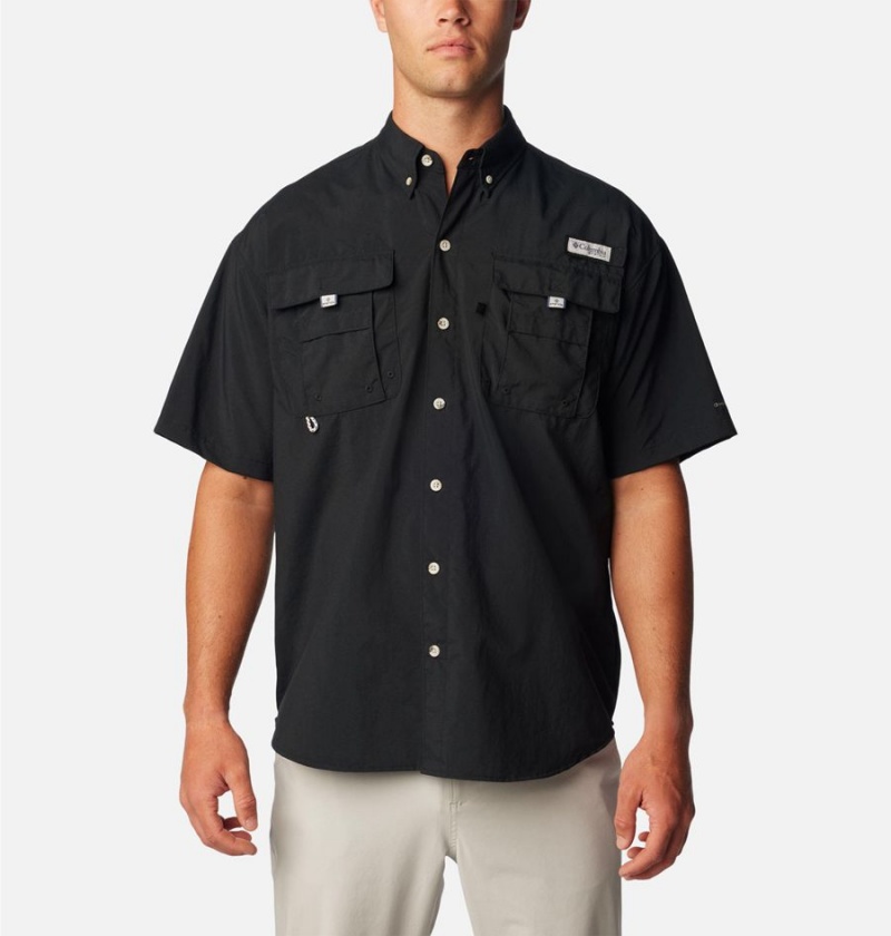 Black Columbia PFG Bahama II Short Sleeve Men\'s Shirt | 08731QLHT