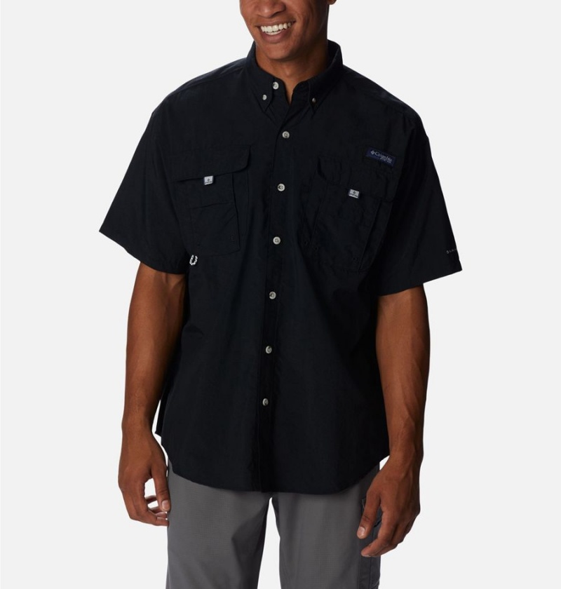 Black Columbia PFG Bahama Icon Short Sleeve Men\'s Shirt | 38624YNZR