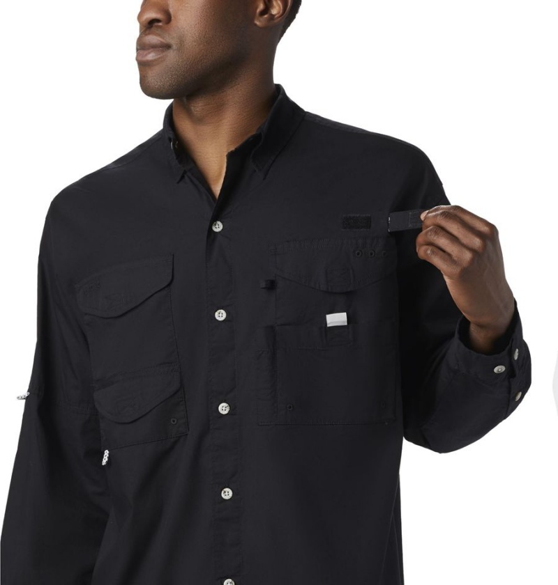 Black Columbia PFG Bonehead Long Sleeve Men's Shirt | 17324KVHN