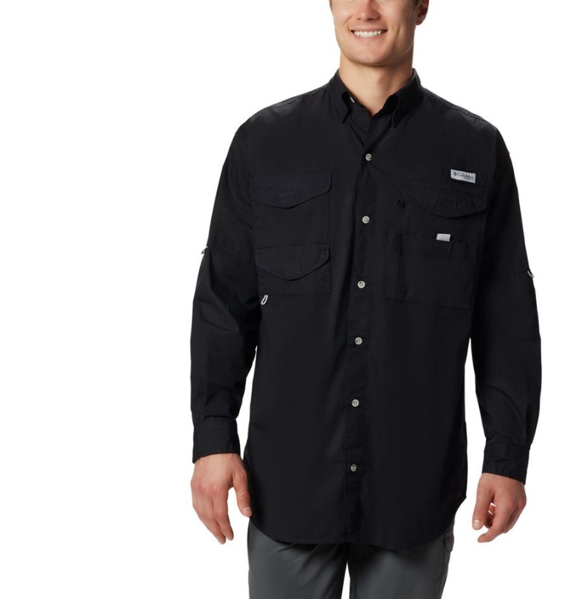 Black Columbia PFG Bonehead Long Sleeve Men\'s Shirt | 17324KVHN