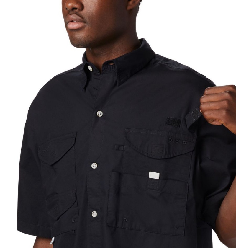 Black Columbia PFG Bonehead Short Sleeve Men's Shirt | 58731JZFC