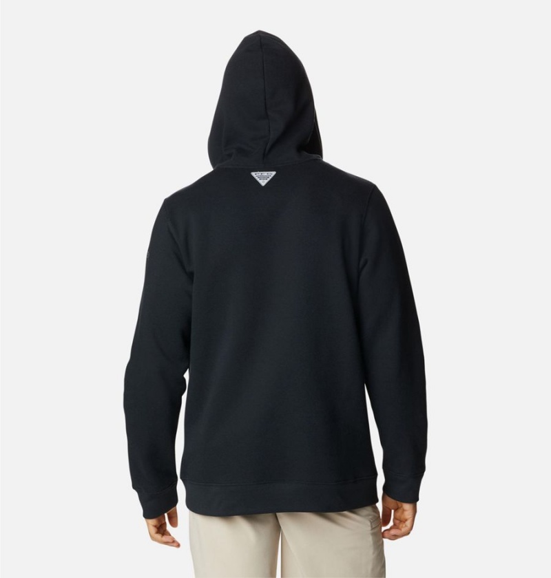 Black Columbia PFG Fish Flag II Men's Hoodie | 41657VCYM